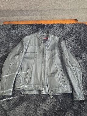 Motorcycle Black Leather Bomber Jacket